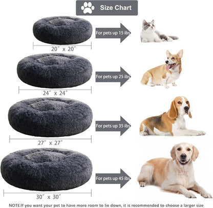 WNPETHOME Small Round Calming Dog Bed Cat Bed for Comfy Sleep