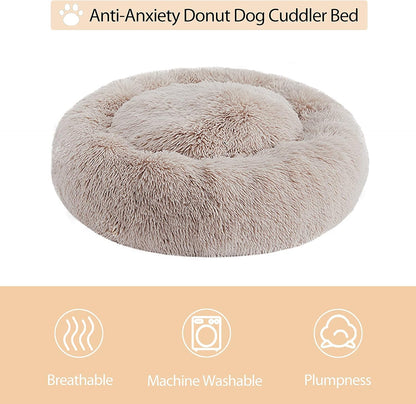WNPETHOME Small Round Calming Dog Bed Cat Bed for Comfy Sleep
