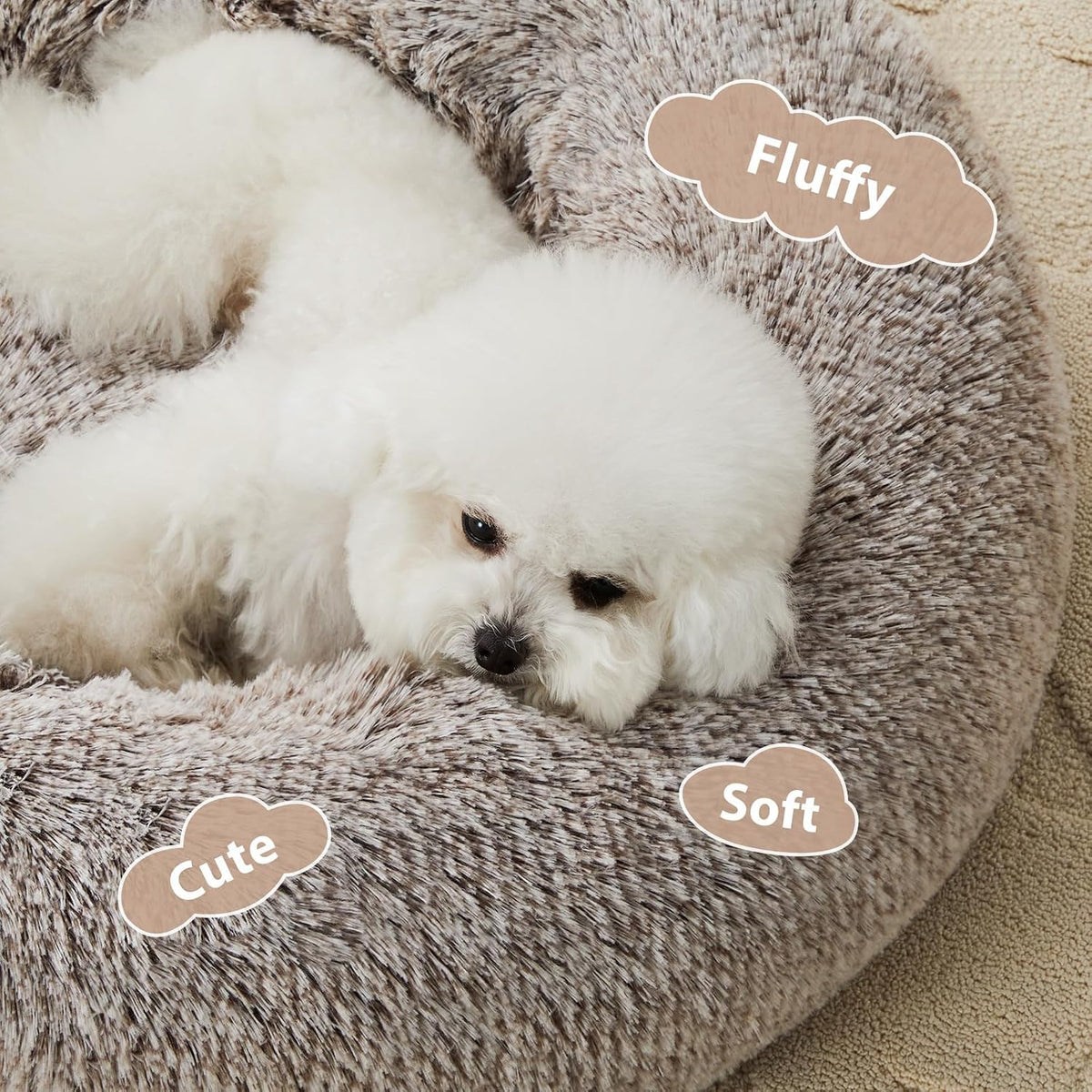 WNPETHOME Small Round Calming Dog Bed Cat Bed for Comfy Sleep
