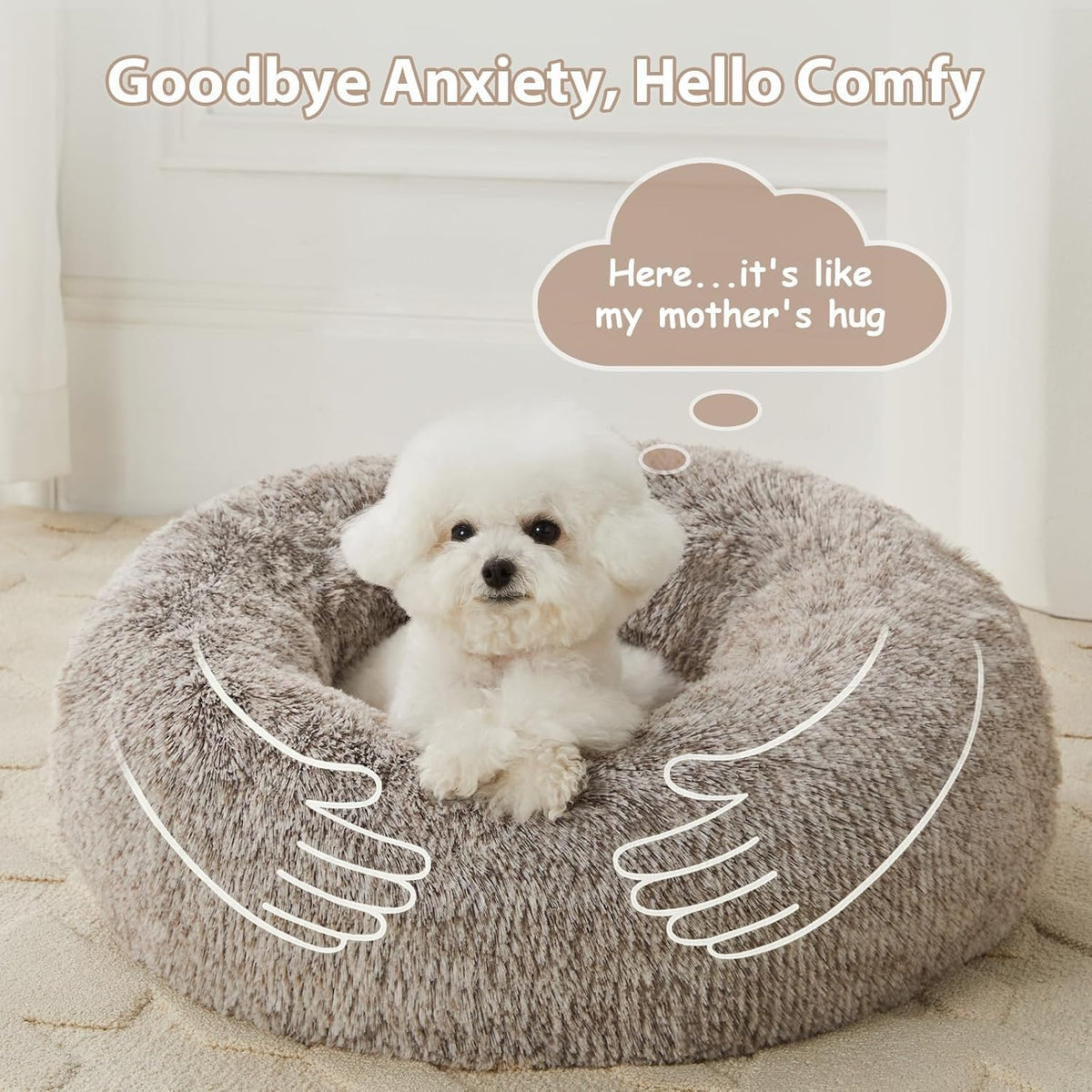 WNPETHOME Small Round Calming Dog Bed Cat Bed for Comfy Sleep