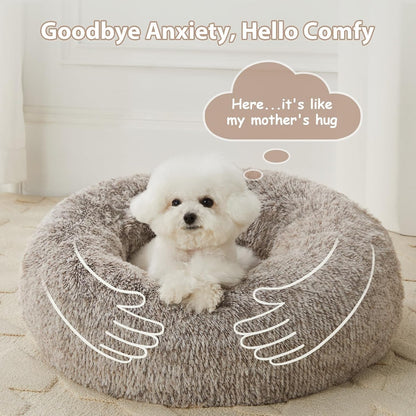 WNPETHOME Small Round Calming Dog Bed Cat Bed for Comfy Sleep