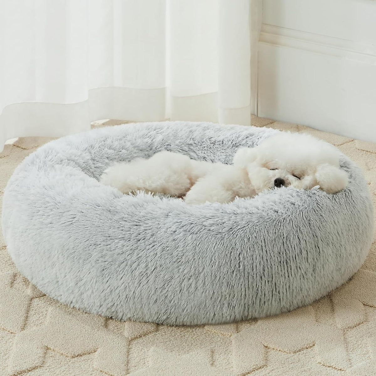 WNPETHOME Small Round Calming Dog Bed Cat Bed for Comfy Sleep
