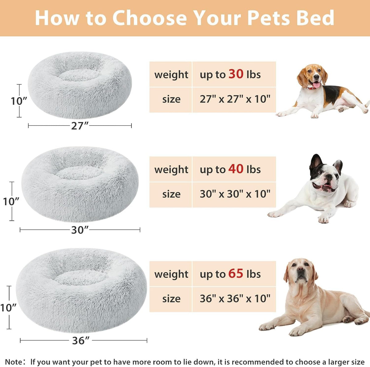 WNPETHOME Small Round Calming Dog Bed Cat Bed for Comfy Sleep