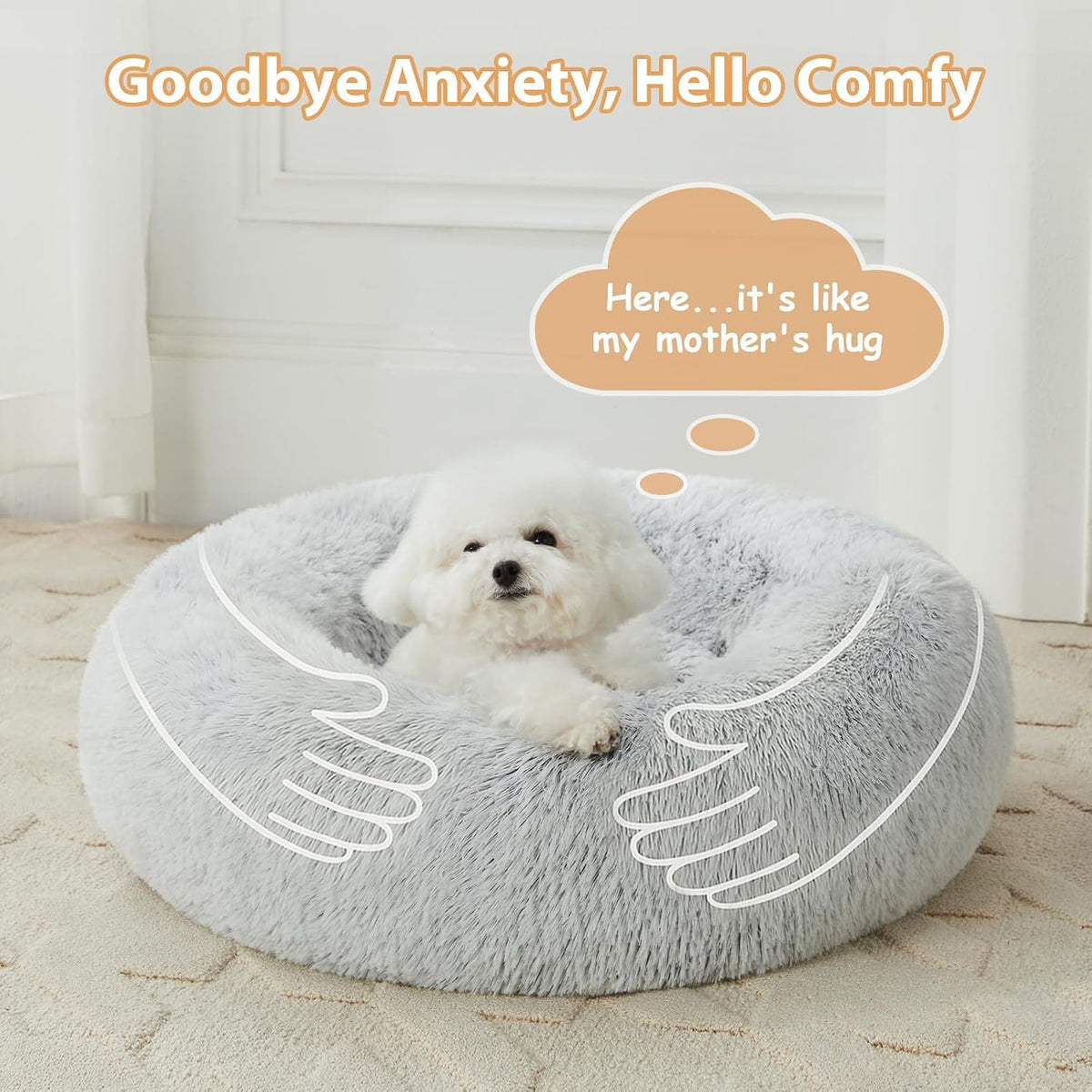 WNPETHOME Small Round Calming Dog Bed Cat Bed for Comfy Sleep