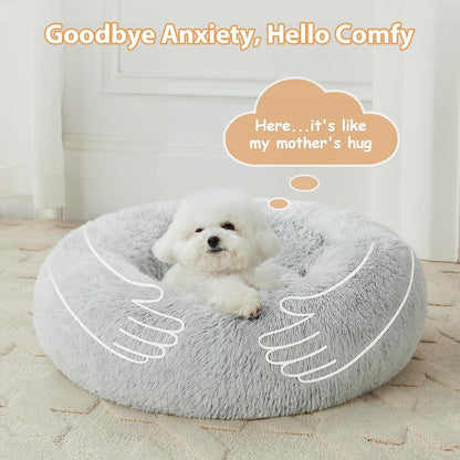 WNPETHOME Small Round Calming Dog Bed Cat Bed for Comfy Sleep