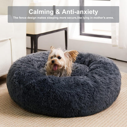 WNPETHOME Small Round Calming Dog Bed Cat Bed for Comfy Sleep
