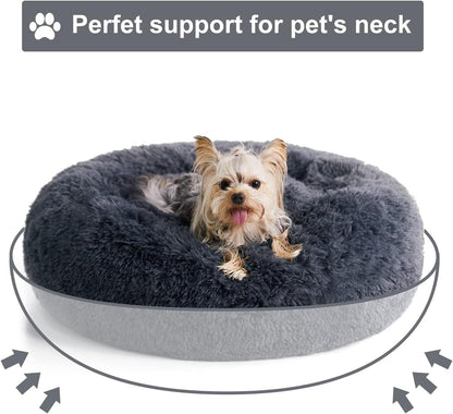 WNPETHOME Small Round Calming Dog Bed Cat Bed for Comfy Sleep