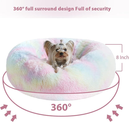 WNPETHOME Small Round Calming Dog Bed Cat Bed for Comfy Sleep