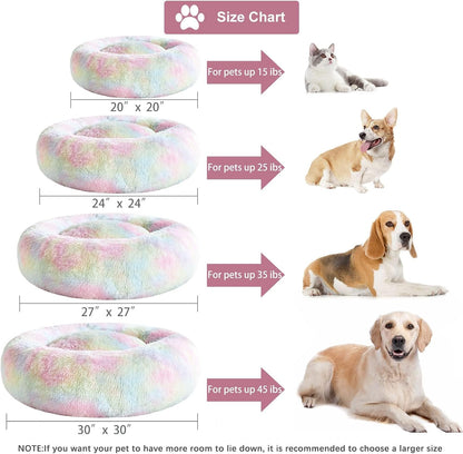 WNPETHOME Small Round Calming Dog Bed Cat Bed for Comfy Sleep