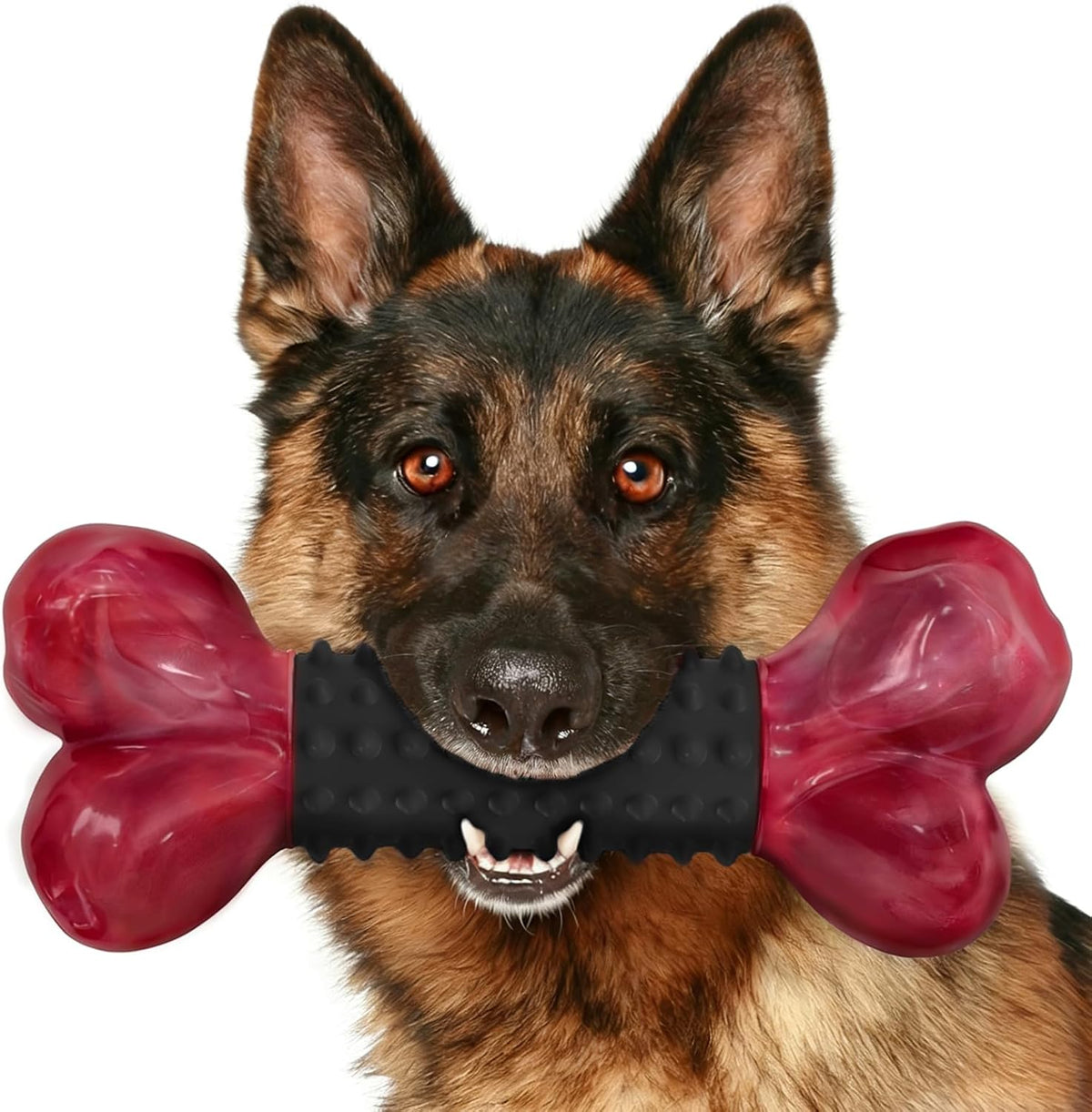 Tough Dog Toys for Aggressive Chewers: Beef Flavored Long Lasting Dog Bones for Large Dogs, Indestructible Dog Chew Toys to Keep Them Busy, Large Dog Toys for Medium & Large Breed, Red