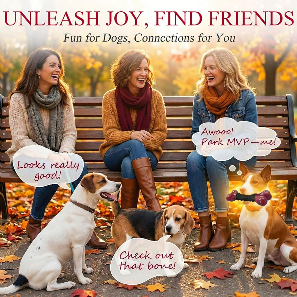 Tough Dog Toys for Aggressive Chewers: Beef Flavored Long Lasting Dog Bones for Large Dogs, Indestructible Dog Chew Toys to Keep Them Busy, Large Dog Toys for Medium & Large Breed, Red