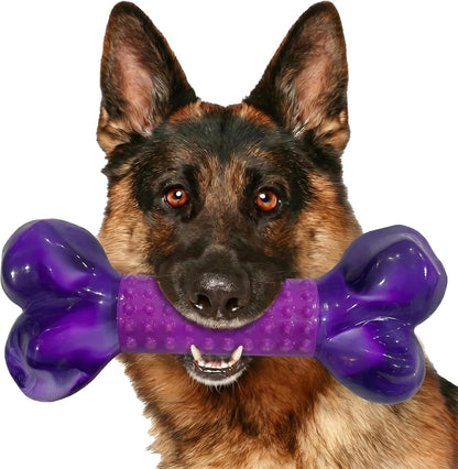 Tough Dog Toys for Aggressive Chewers: Beef Flavored Long Lasting Dog Bones for Large Dogs, Indestructible Dog Chew Toys to Keep Them Busy, Large Dog Toys for Medium & Large Breed, Red