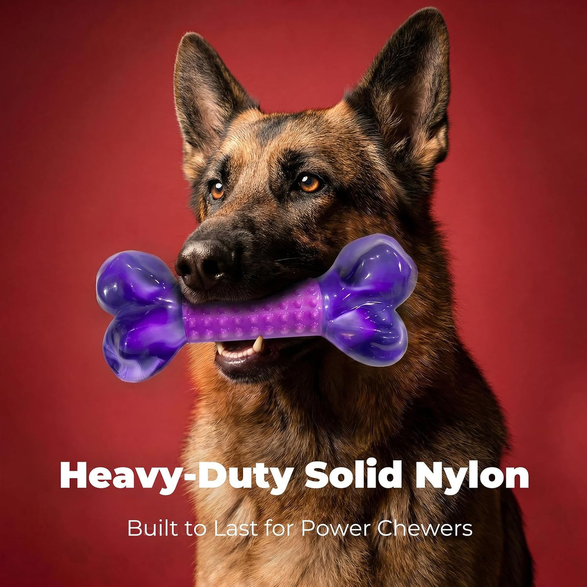 Tough Dog Toys for Aggressive Chewers: Beef Flavored Long Lasting Dog Bones for Large Dogs, Indestructible Dog Chew Toys to Keep Them Busy, Large Dog Toys for Medium & Large Breed, Red