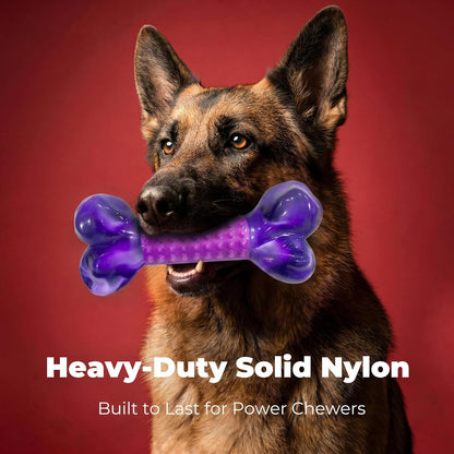 Tough Dog Toys for Aggressive Chewers: Beef Flavored Long Lasting Dog Bones for Large Dogs, Indestructible Dog Chew Toys to Keep Them Busy, Large Dog Toys for Medium & Large Breed, Red
