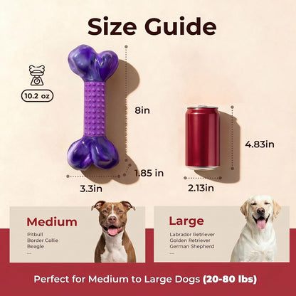 Tough Dog Toys for Aggressive Chewers: Beef Flavored Long Lasting Dog Bones for Large Dogs, Indestructible Dog Chew Toys to Keep Them Busy, Large Dog Toys for Medium & Large Breed, Red