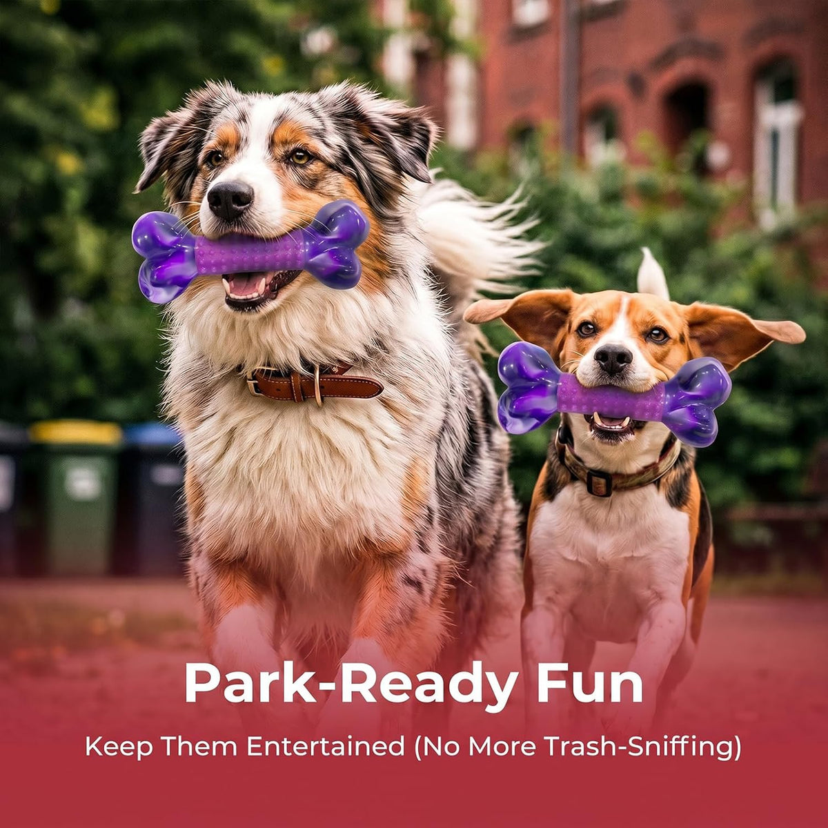 Tough Dog Toys for Aggressive Chewers: Beef Flavored Long Lasting Dog Bones for Large Dogs, Indestructible Dog Chew Toys to Keep Them Busy, Large Dog Toys for Medium & Large Breed, Red