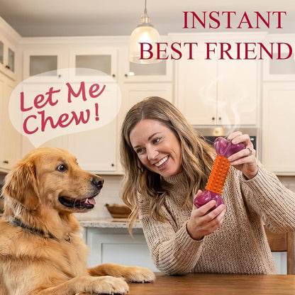 Tough Dog Toys for Aggressive Chewers: Beef Flavored Long Lasting Dog Bones for Large Dogs, Indestructible Dog Chew Toys to Keep Them Busy, Large Dog Toys for Medium & Large Breed, Red