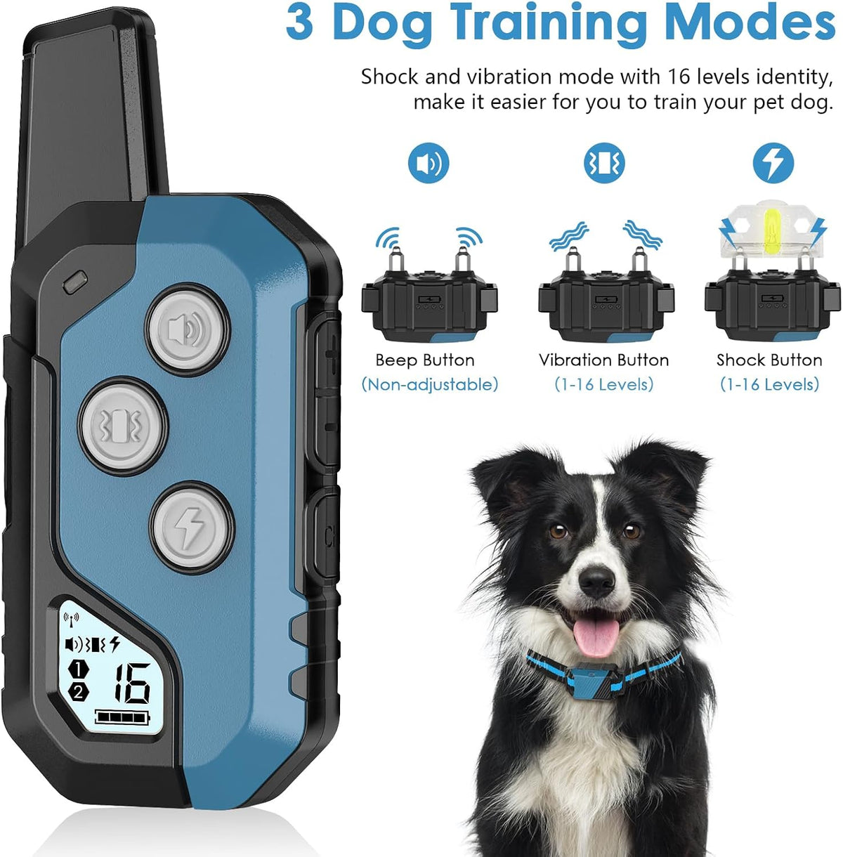 Shock Collar for Dogs, Dog Training Collar with Remote, 3 Modes