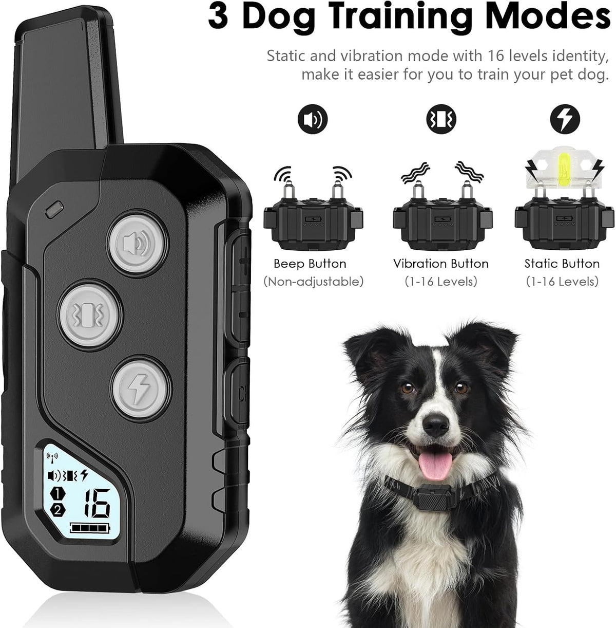 Shock Collar for Dogs, Dog Training Collar with Remote, 3 Modes