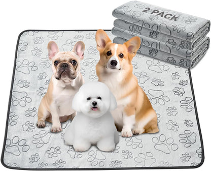 Qeils Reusable Puppy Pads, 2 Pack Washable Pee Pads for Dogs, Waterproof Non Slip Wee Wee pad, Absorbent and Leakproof Training Mats for Potty, Crate, Playpen, Bed, Sofa, 18"x 24"