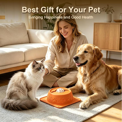 Slow Feeder Dog Bowl for Liquid Treats, Anti-Slip Lick Bowl, Bone Broth and Yogurt Puzzle Feeder, No Spill Pet Bowl Pup Lick Toy for Large Medium Small Dogs and Cats, Anxiety Relief, Blue
