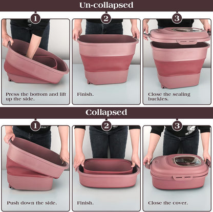 TIOVERY Dog Food Storage Container, Airtight Collapsible 13lb to 30lb Pet Food Container with Flip Top, Rolling Wheel, Scoop and a small container for Dog Cat Food and Dry Food of Rice, Flour
