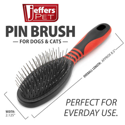 Jeffers Pet Dual Level Pin Universal Slicker Brush for Dogs, Cats & Small Pets - Curved Grooming Brush with Long & Short Pins for Shedding, Detangling, Finishing - Remove Mats & Dead Coat - Large
