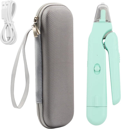 2-in-1 Dog Nail Grinder & Dog Nail Clippers Trimmers, Dogs Trimmer with LED Light + Splash Guard + Storage Case, Pet Claw Clippers for Dogs Cats, USB Rechargeable (White)