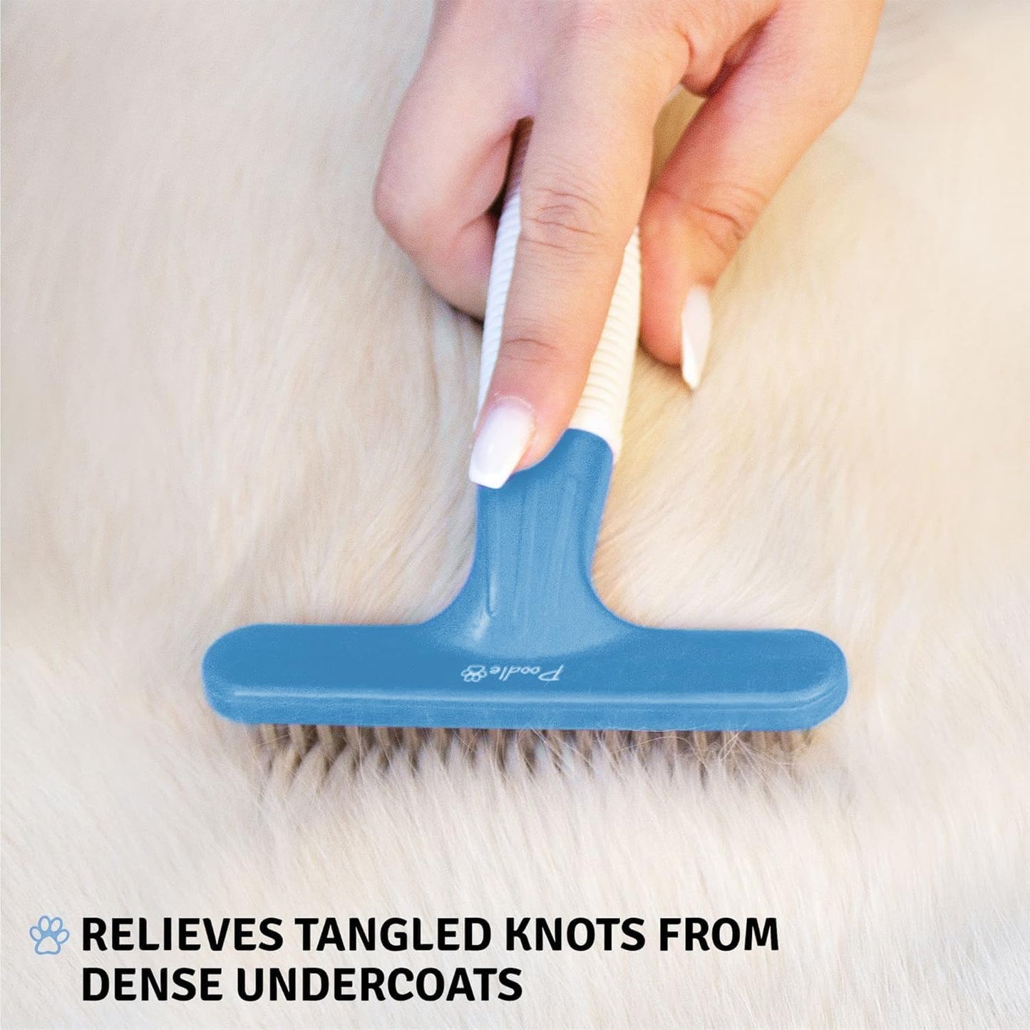 POODLIE Poodle Pet Dog Grooming Rake| Dematting Tool with Stainless Steel Shedding Comb for Pets | 2 Rows of Pins Gently Remove Loose or Tangled Hair from Undercoat | Purple Handle