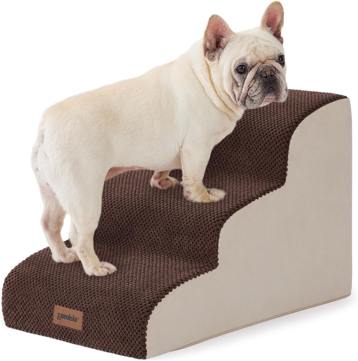 ZOMISIA Dog Stairs Ramp for High Beds Up to 25" - 5 Step Pet Stairs for Small to Large Dogs, 35D Foam Dog Steps for Couch with Non-Slip Bottom Grey