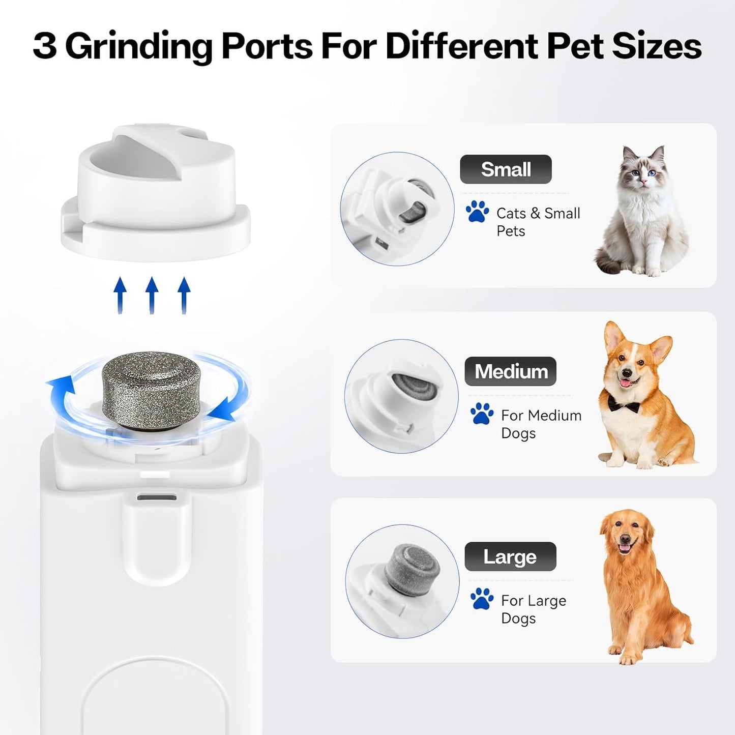 2-in-1 Dog Nail Grinder and Clipper, 3-Speed Rechargeable Pet Nail Trimmer with LED Light, Quiet Electric Nail File for Small Medium Large Dogs and Cats