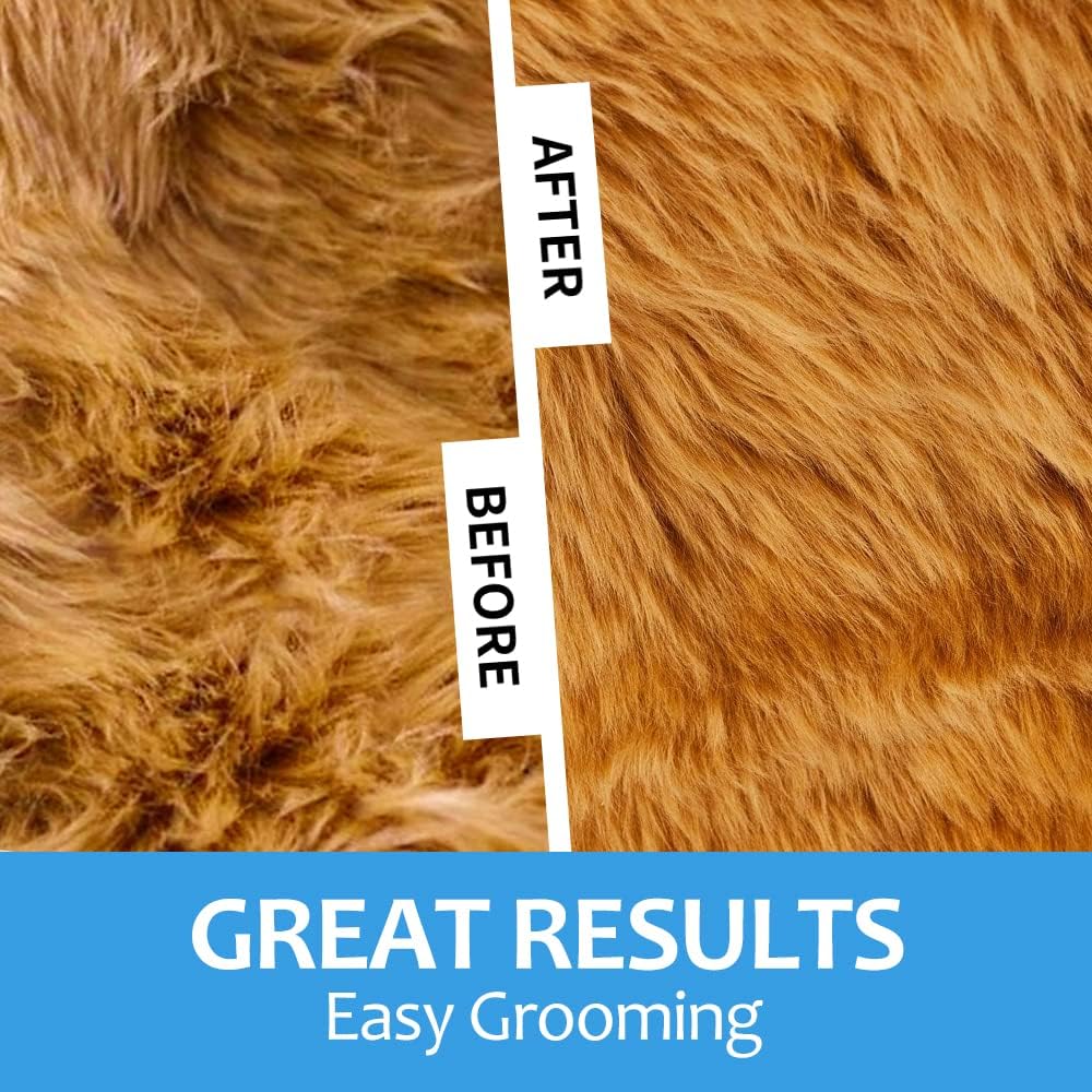 Undercoat Rake for Dogs, 2 in 1 Dematting Comb & Deshedding Tool for Long Hair Pets, Pet Hair Grooming Brush, Clear Mats and Tangles, Reduces Shedding by 95%