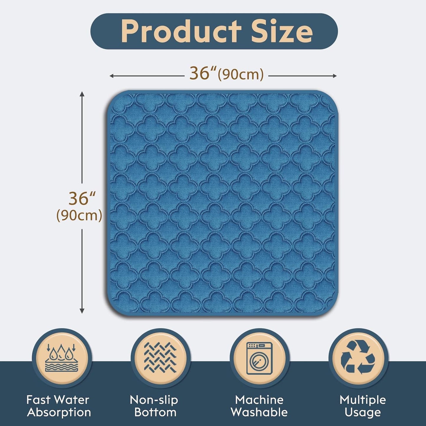 FunFurry Washable Pee Pads for Dogs - 4 Pack Reusable Pee Pads，Waterproof Puppy Pads，Pet Training Pads，Super Absorbent with Dog Paw Shape Non-Slip Backing (Cream, 18" X 24" - 4 Pack)