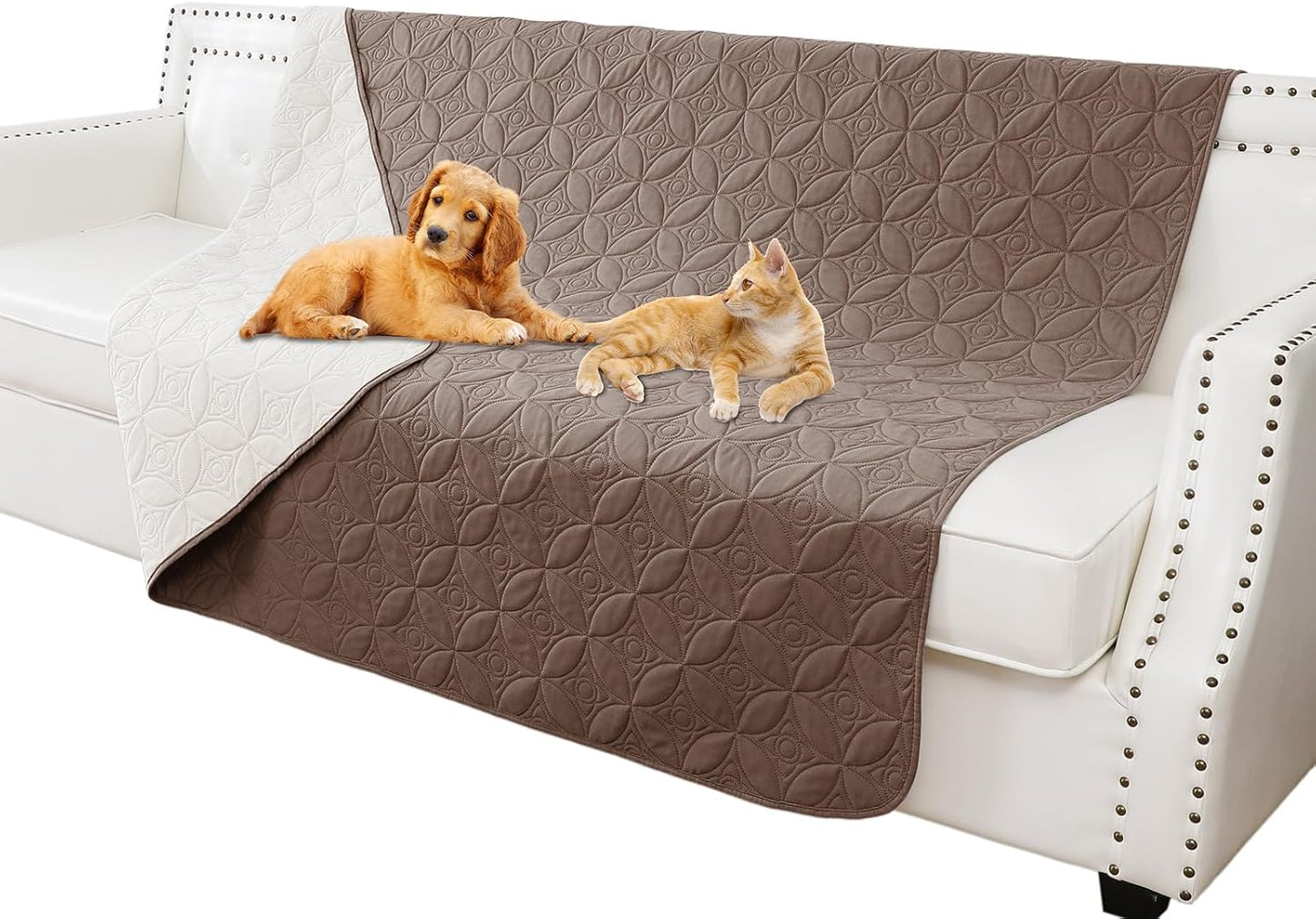Waterproof Dog Blanket, 30x30 inches Small Pet Couch Covers for Sofa, Chair Bed Furniture Protector from Dogs Washable and Reversible-Lightgrey+Darkgrey