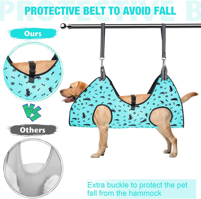 ATESON Pet Grooming Hammock with Nail Clippers/Nail Trimmers/Grooming Scissors, Dog Grooming Harness for Nail Trimming, Pet Grooming Sling Helper