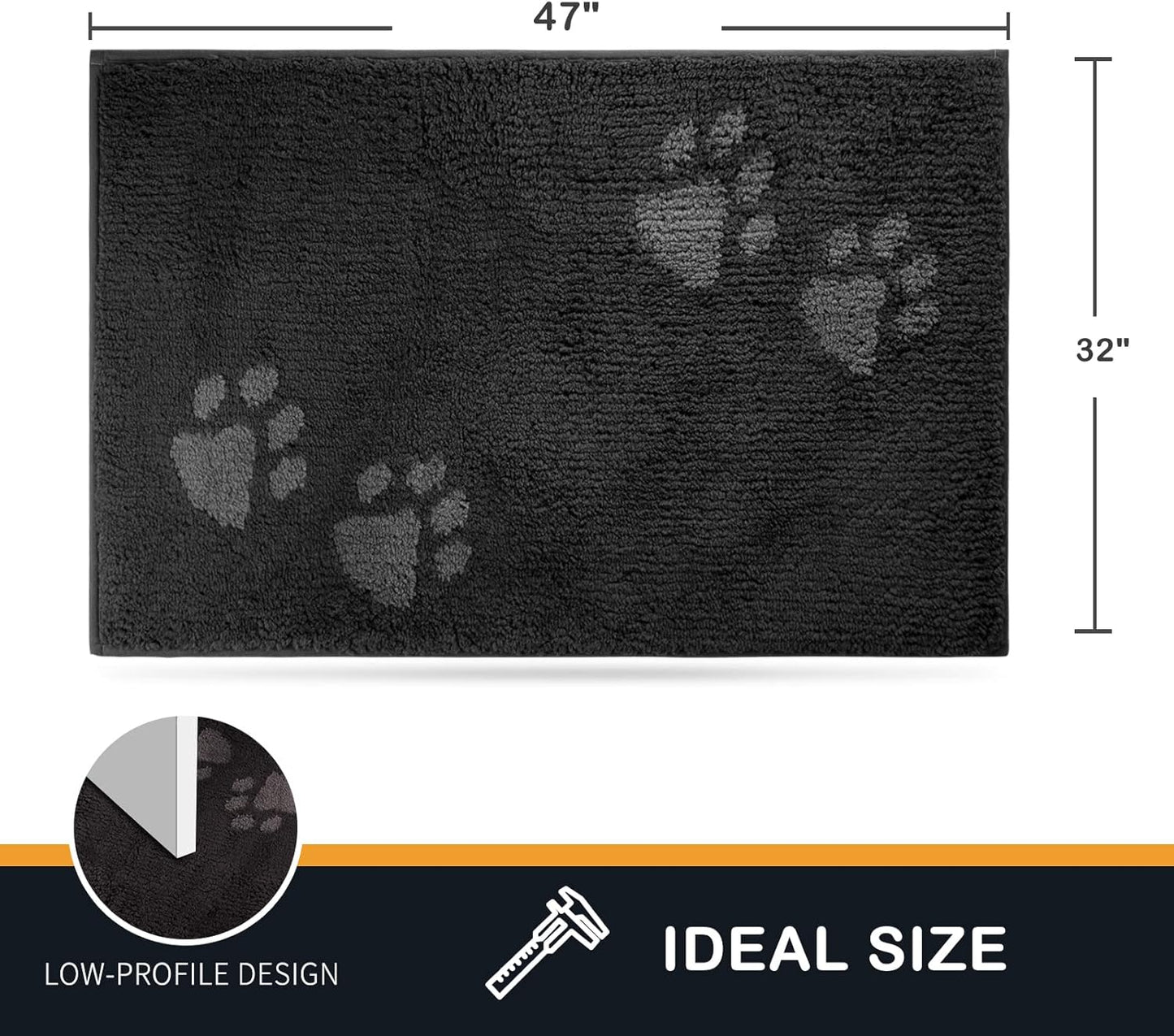 PURRUGS Dirt Trapping Door Mat 20" x 31.5", Non-Skid/Slip Machine Washable Microfiber Entrance Rug, Shoes Scraper, Dog Doormat, Super Absorbent Floor Mat for Muddy Wet Shoes and Paws, Grey