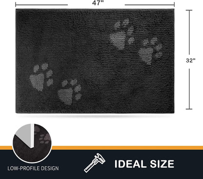 PURRUGS Dirt Trapping Door Mat 20" x 31.5", Non-Skid/Slip Machine Washable Microfiber Entrance Rug, Shoes Scraper, Dog Doormat, Super Absorbent Floor Mat for Muddy Wet Shoes and Paws, Grey