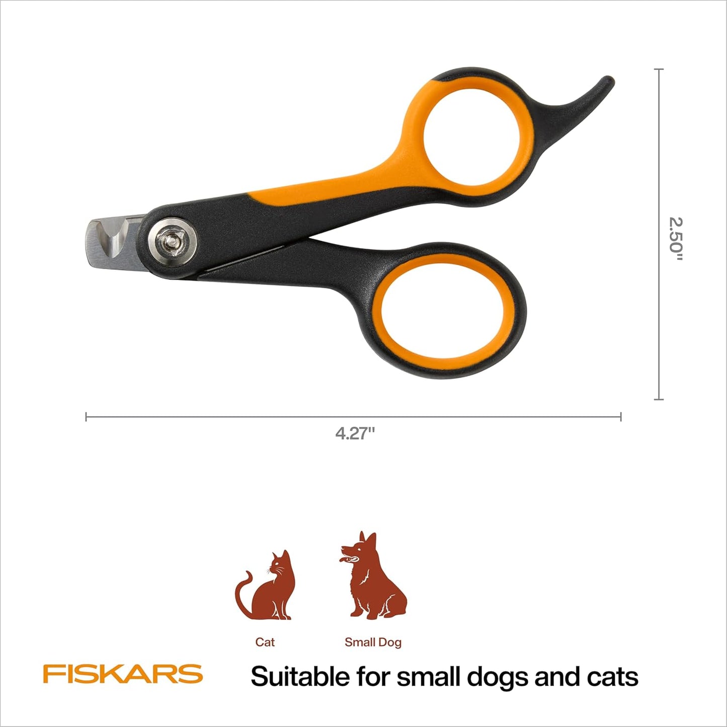 Fiskars Pet Large Nail Clippers, Cat and Dog Nail Trimmers for Grooming, Pet Supplies with Semi-Circular Blade & SoftGrip Handle with Safety Lock, 5.75”, Orange/Black