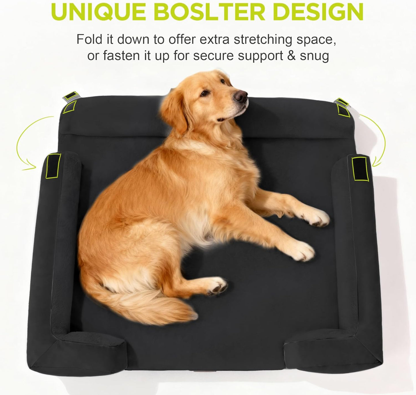 Extra Large Dog Bed, Orthopedic XL Washable Memory Foam Bed for Big Dogs Waterproof Pet Couch Sofa Bolster with Removable Cover, Non-Slip Bottom, Tennis Ball Toy, 42x30
