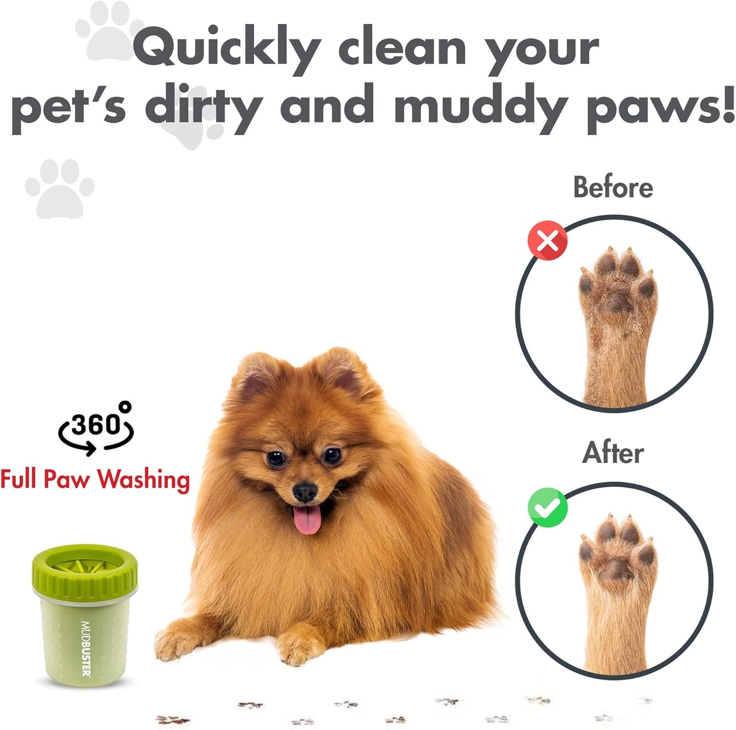 Dexas MudBuster Medium Dog Paw Cleaner in Fuchsia - Fits 1.5"-2.5" Wide Paws, Portable Paw Washer for Muddy Paws, Dog Paw Cleaning Cup with Gentle Silicone Bristles, Quick Clean Pet Paw Washer