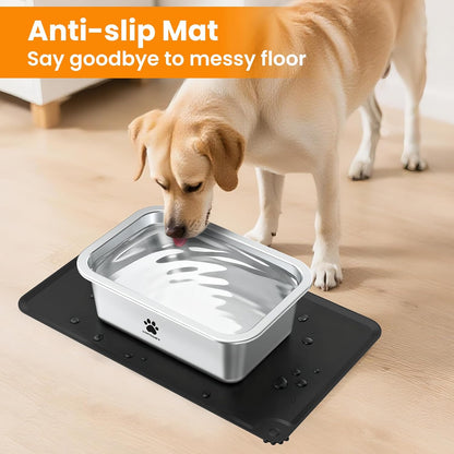 URPOWER 2 Pack 1.25 Gallon Large Dog Water Bowl, Thickened Stainless Steel Dog Water & Food Bowls with Non-Slip Mat, Spill-Proof Metal Pet Bowl Set for Medium, Large, X-Large Dogs, Indoor/Outdoor Use