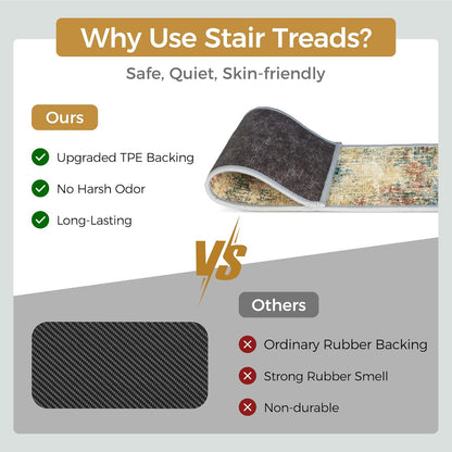 sarben Non Slip Stair Treads for Wooden Steps 15PCS - 8"x30" Indoor Safety Carpet, Edging Mats with TPE Adhesive Backing, Pet and Elderly Friendly Stair Rugs (Taupe) - Colors B