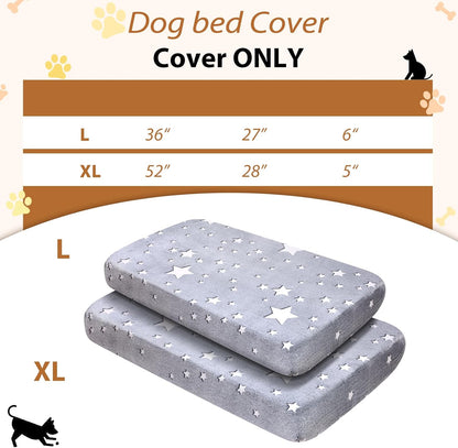 Dog Bed Covers Replacement Washable, Elastic Edged Pet Bed Protector with Cute Dog Pattern Design for Small & Medium Pet Beds, Cover Only (Blue, 36x27x6 Inch)