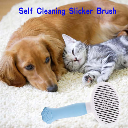 Pet Self Cleaning Slicker Brush-Shedding Slicker Brush for Dogs & Cats & Haired Small Pets, Suitable Short, Medium, and Long for Shedding & Haired Pets- Comfortable Grooming (pink)
