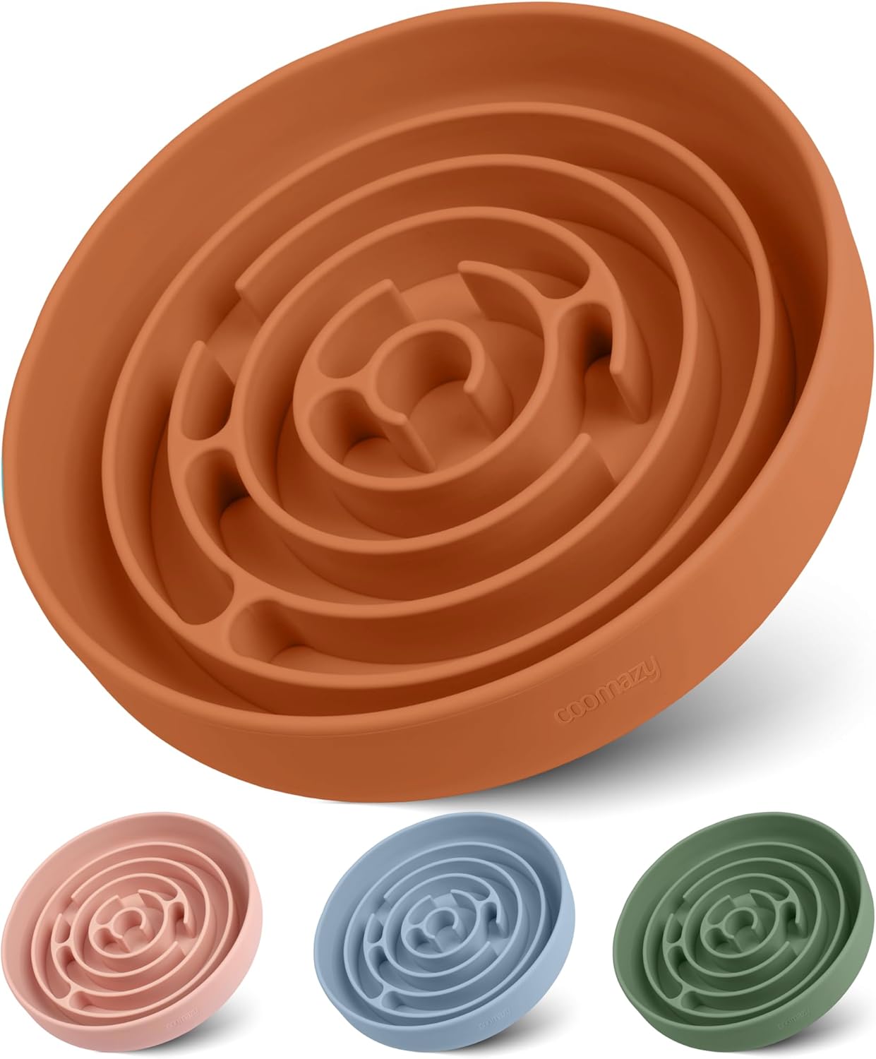 Coomazy Extra Large Slow Feeder Bowl, Silicone Dog Bowl with Suction Cups, Slow Feeder & Non-Slip Design, Boredom and Anxiety Reducer, Suitable for Large Dogs, Avocado Green, 5 Cup
