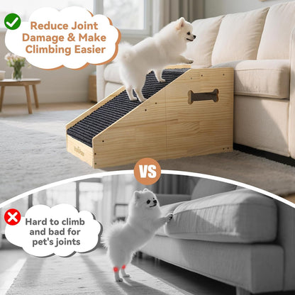 VavoPaw Dog Ramps for Small Dogs, Dog Steps for Couch with Non-slip Cover and Pads, Gentle Slope Ramp for Dogs to Get on Bed, Couch, Patio, Window Sill, Car, Easy up and down Pet Ramps for Puppy, Cats