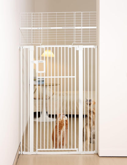 No Pawblems Upgraded 71" Extra Tall Pet Gate for Cat, 29-43" Auto Close Cat Gate for Doorways/Stairs/Hallways, NO Drilling Pressure Mounted, 1.37" Pet-Safe Gap (Black, 71" Tall, 29-43" Wide)