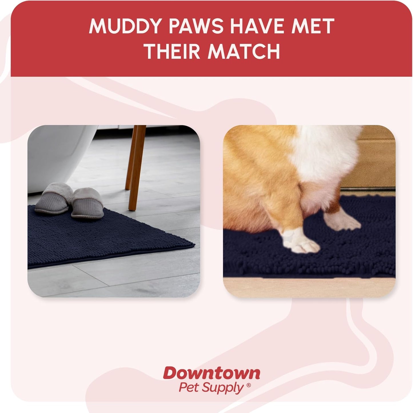 My Doggy Place Dog Mud Mat, 36"x26" Ash – Thick Microfiber Entry Rug for Snow, Mud & Salt – Absorbent, Quick-Dry, Washer-Safe & Non-Slip, Large