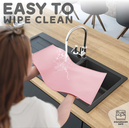 Dog Food Mat - Raised Edges Dogs Mat for Food and Water Prevent Spill, Waterproof Cat Food Mats Protect Floors, Easy Clean Dog Bowl Mats for Food and Water, Silicone Pet Feeding Placemats