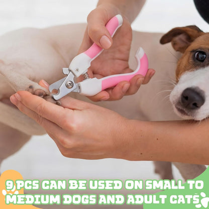 9 Pcs Small Dog Nail Clippers Bulk with Safety Guard to Avoid Over-Cutting Pet Nail Claw Grooming Pet Cutter Toenail Trimmer for Small Medium Dogs Nails Home Grooming(Classic)